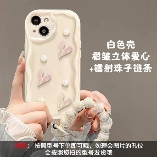 Cute 3D Holographic Small Hearts cases with Charms for iPhone - Image 2