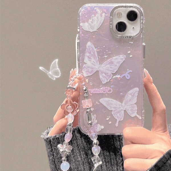 Holographic ButterFly Cases with Charms for iPhone