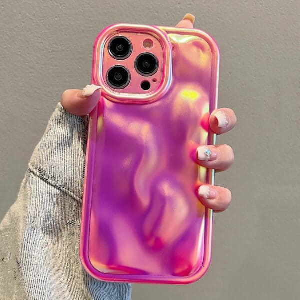 Holographic 3D Wavy cases for iPhone - Neon Pink