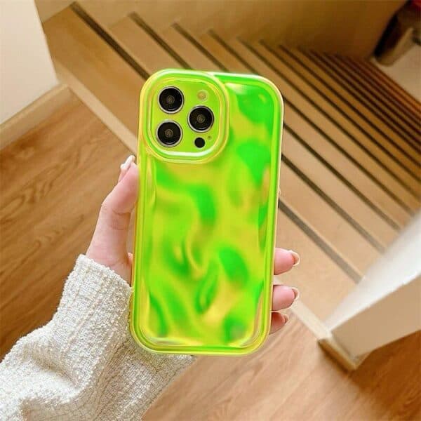 Holographic 3D Wavy cases for iPhone - Neon Green - Image 2