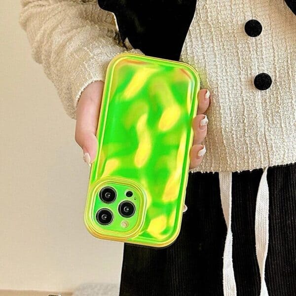 Holographic 3D Wavy cases for iPhone - Neon Green - Image 3