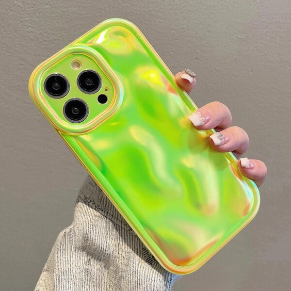 Holographic 3D Wavy cases for iPhone - Neon Green