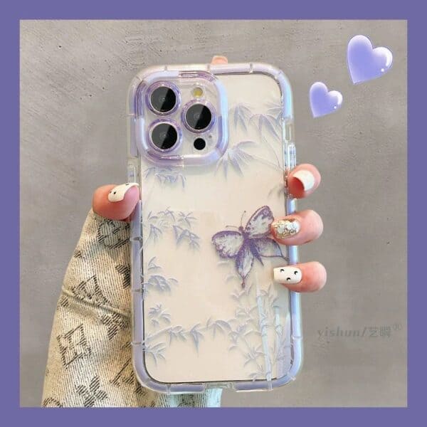 Purple Transparent Butterfly Silicone cases for iPhone