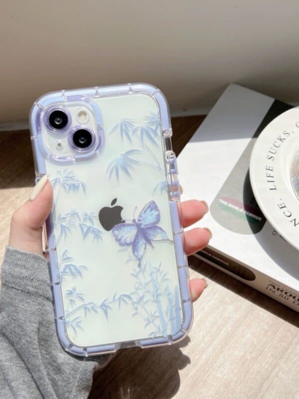 Purple Transparent Butterfly Silicone cases for iPhone - Image 2