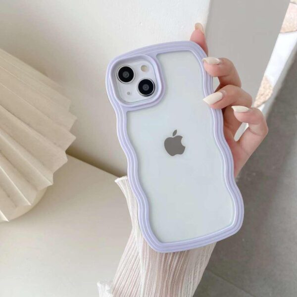 Wavy Style Bumper Transparent Cute cases for iPhone ( Purple )