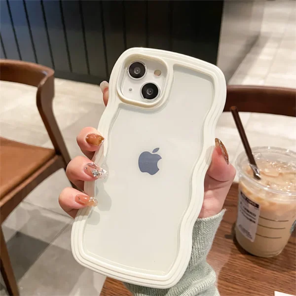 Wavy Style Bumper Transparent Cute cases for iPhone ( White )