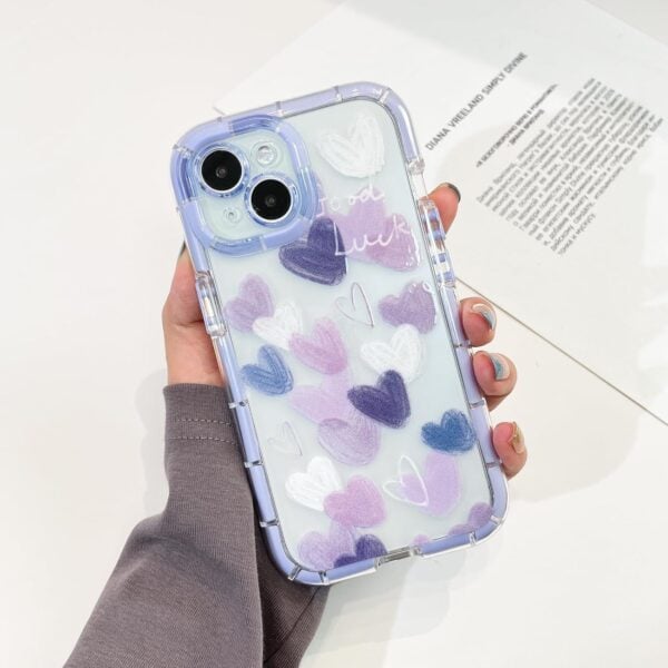 Good Luck Purple Transparent Heart Silicone cases for iPhone - Image 3