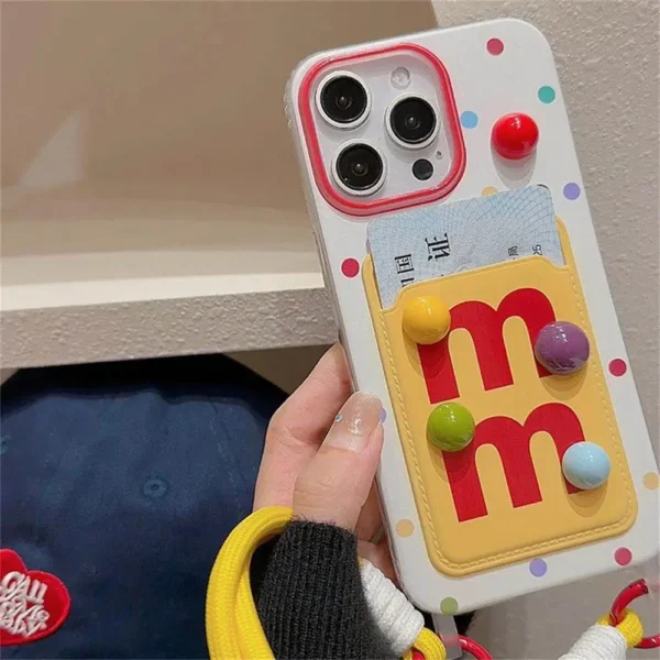 M & M Card Holder Case With Hanging Charm for iPhone - Image 3