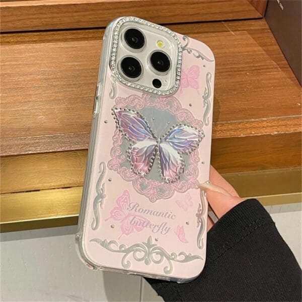 Pink Butterfly Adorned Diamond Cases for iPhone - Image 5