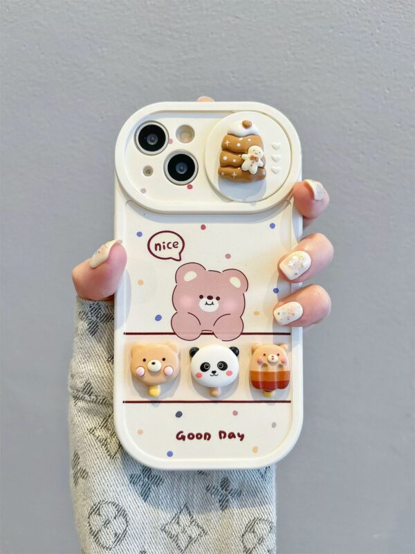 Nice Teddy Cute Cases with Moving Slider for iPhone