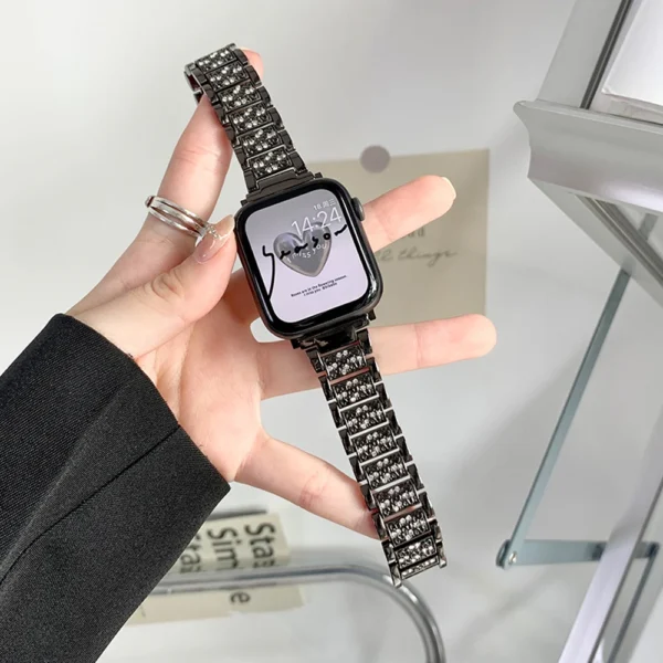 Diamond Metal Strap for Apple iWatch - Black