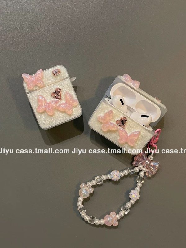 Pink Butterfly Cases with Charm for Airpods - Airpods Pro and Pro 2