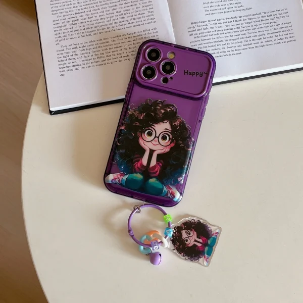 Cute Geek Girl Mirror Case with Charm for iPhone - Image 4