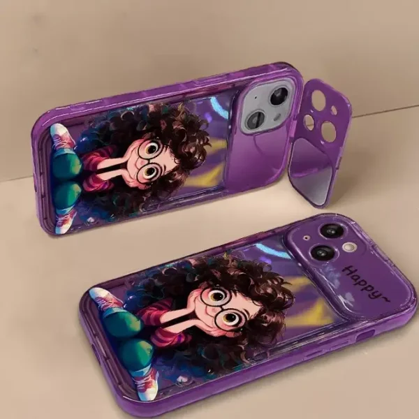 Cute Geek Girl Mirror Case with Charm for iPhone - Image 3