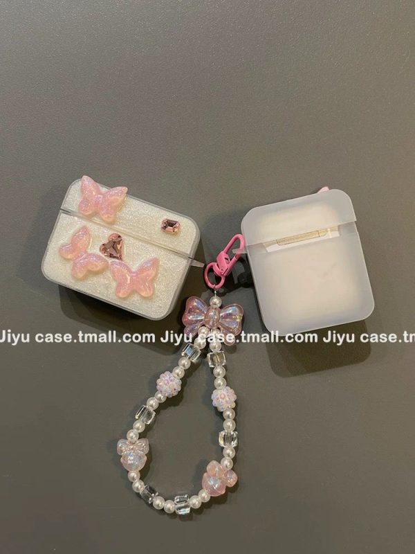 Pink Butterfly Cases with Charm for Airpods - Airpods Pro and Pro 2 - Image 2