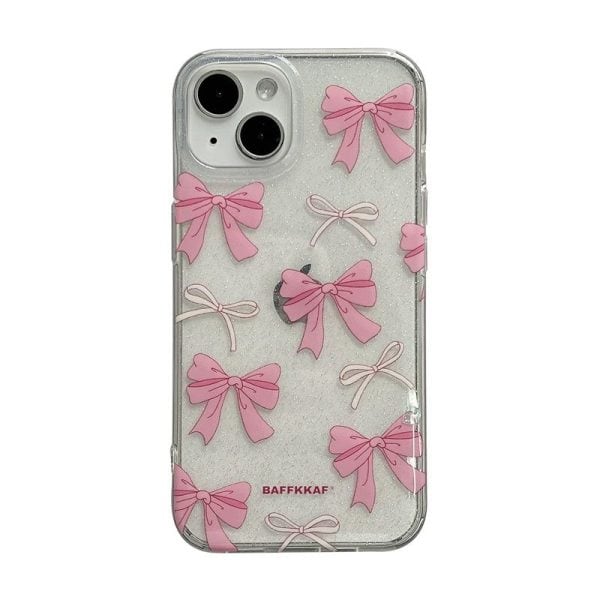 Designer & Premium Transparent Bow Shimmery Case for iPhone - Image 5