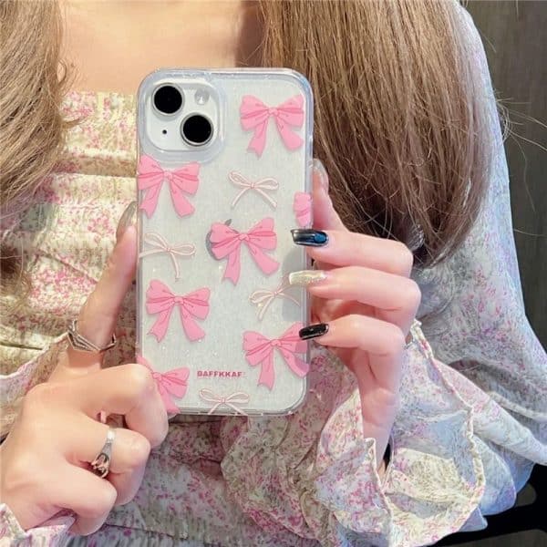 Designer & Premium Transparent Bow Shimmery Case for iPhone - Image 6