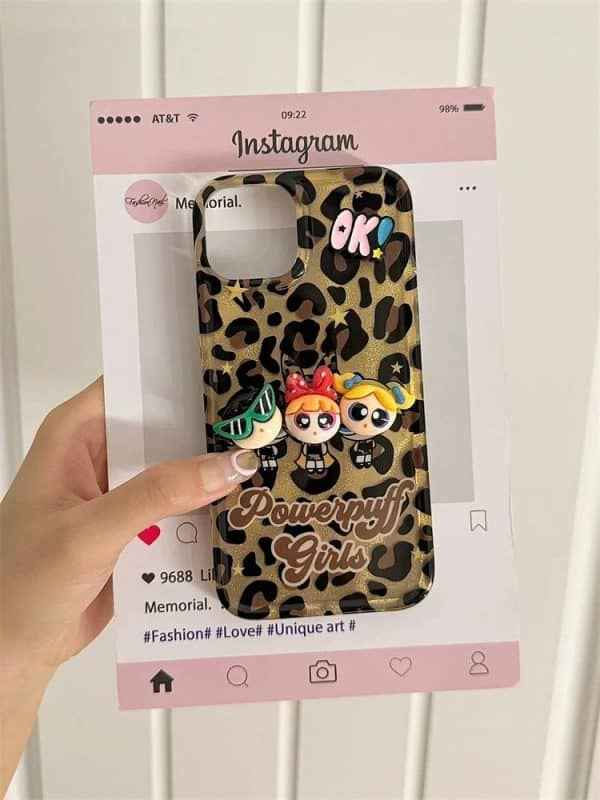 Leopard Design Power Puff Cases for iPhone