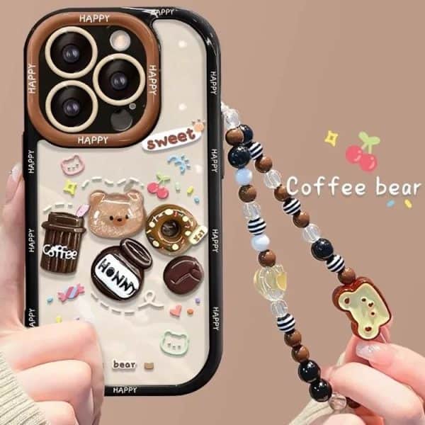 Cute Sweet 3D Brown Coffee Cases with Charm available for iPhone