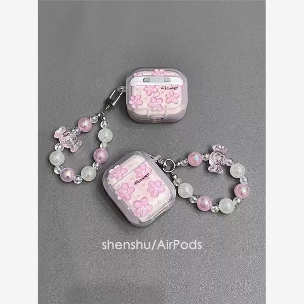 Pink floral Case with Charms for Airpods - Airpods Pro and Pro 2 - Image 3