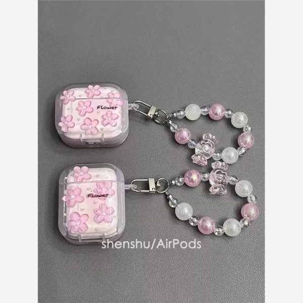 Pink floral Case with Charms for Airpods - Airpods Pro and Pro 2 - Image 2