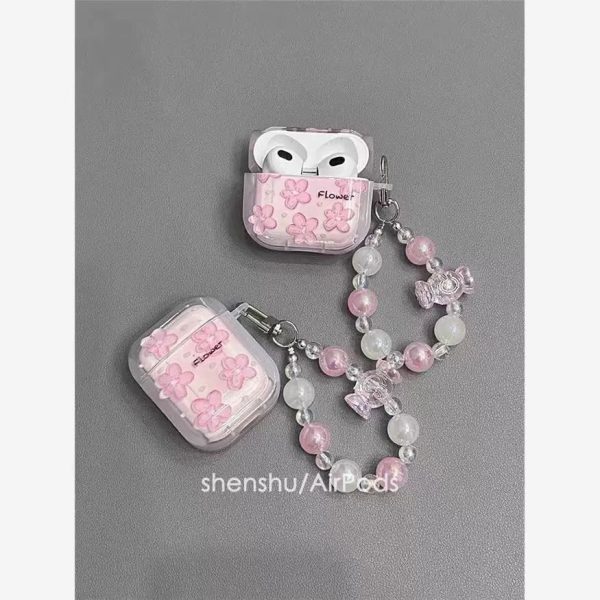 Pink floral Case with Charms for Airpods - Airpods Pro and Pro 2