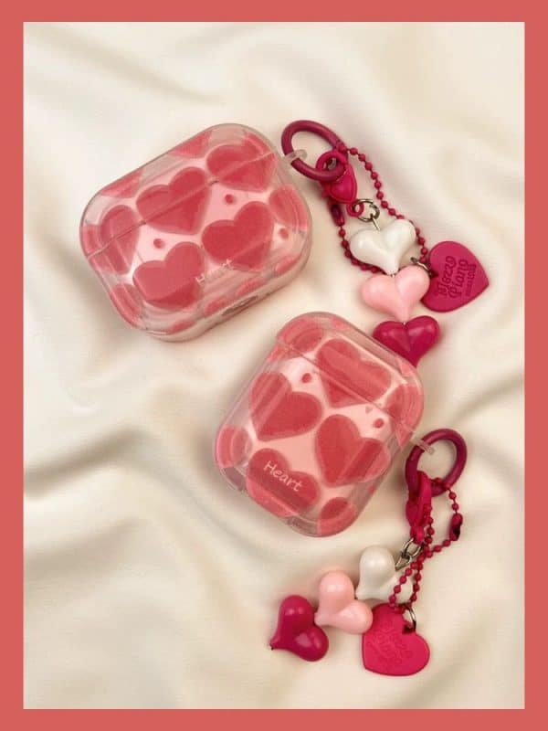 Pink Small Hearts Case with Charms for Airpods - Airpods Pro and Pro 2