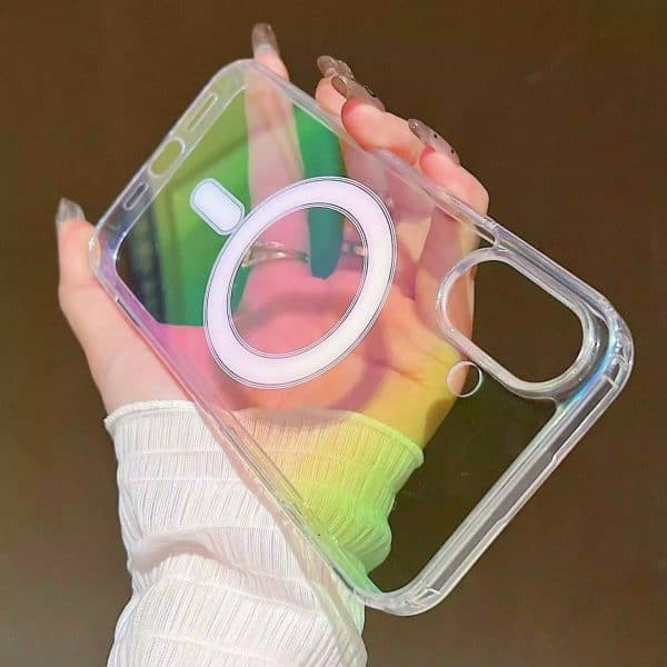 Rainbow Holographic Transparent Cases with Magsafe for iPhone