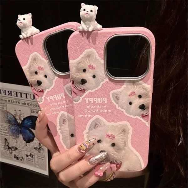 Cute Puppy with small hanging phone cases for iPhone - Image 5