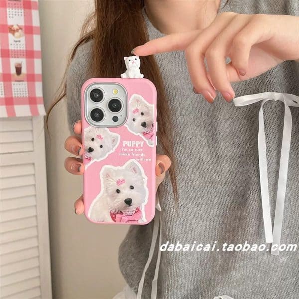 Cute Puppy with small hanging phone cases for iPhone - Image 4