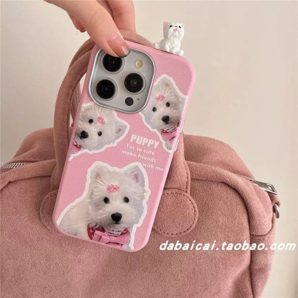 Cute Puppy with small hanging phone cases for iPhone