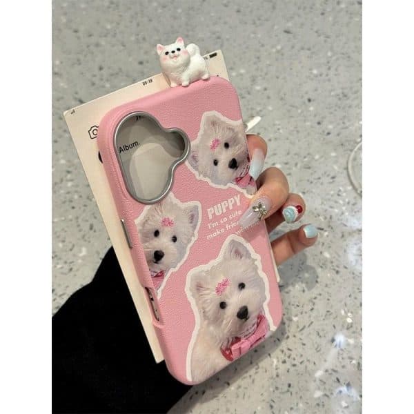 Cute Puppy with small hanging phone cases for iPhone - Image 3