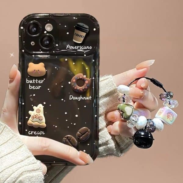 Brown Color Coffee Mirror Case with Charm for iPhone