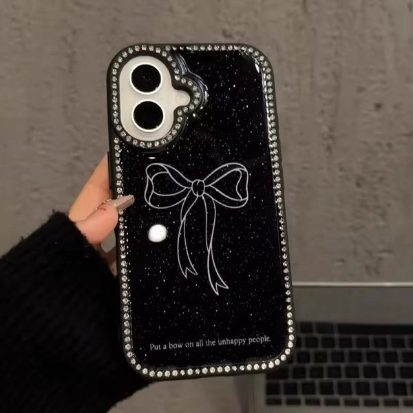 Black Bow with Diamond on Edge Cases for iPhone