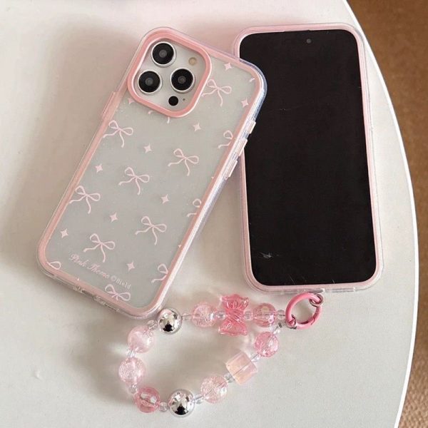 Pink Shimmer Bow cases with Charms for iPhone - Image 3