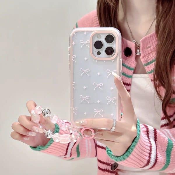 Pink Shimmer Bow cases with Charms for iPhone - Image 5