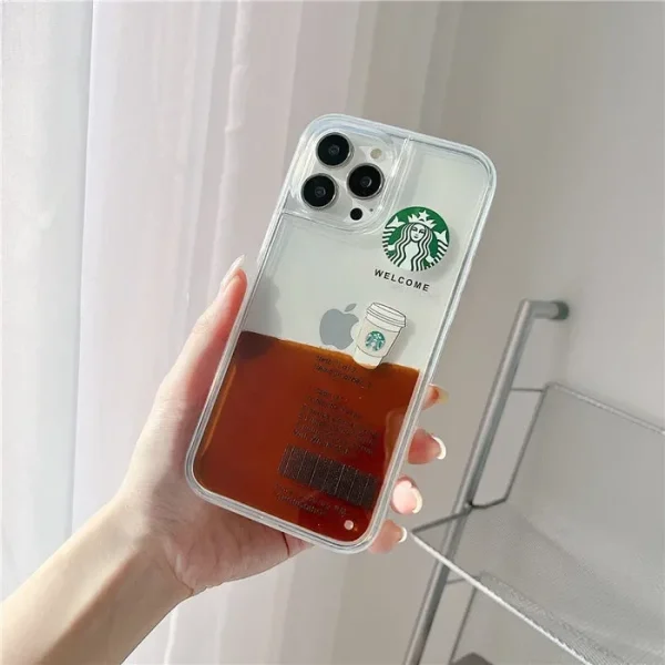 Starbucks liquid floating cup cases for iPhone - Brown Color