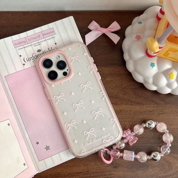 Pink Shimmer Bow cases with Charms for iPhone - Image 4